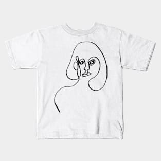 Women abstract one line art Kids T-Shirt